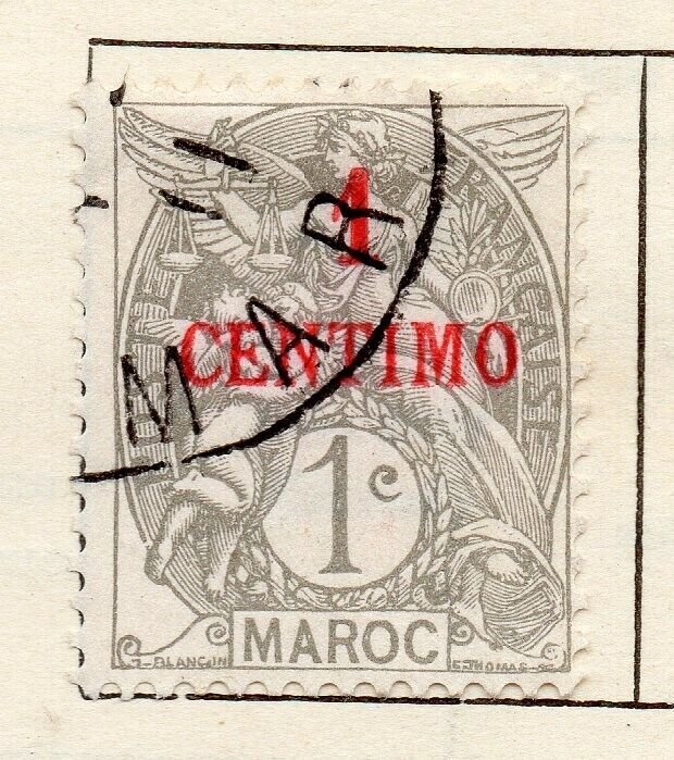 Morocco French PO 1902 Early Issue Fine Used 1c. Surcharged NW-115163