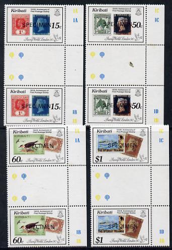 Kiribati 1990 150th Stamp Anniversary set of 4 in inter-p...