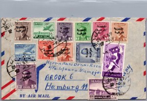 1959 Basra Iraq Multiple Stamps Air mail Cover to Hamburg Germany