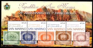 San Marino 2002 Postage Stamp Anniv. MNH Miniature Sheet SC1539 FV €4.96 CV $12