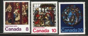 Canada Scott 697-699 Christmas 1976 Stained Glass set