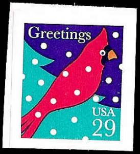 # 2874 MINT NEVER HINGED CARDINAL IN SNOW