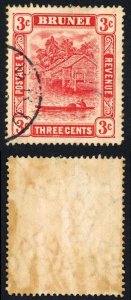 Brunei SG38 3c scarlet die 2 fine used cat 38 pounds