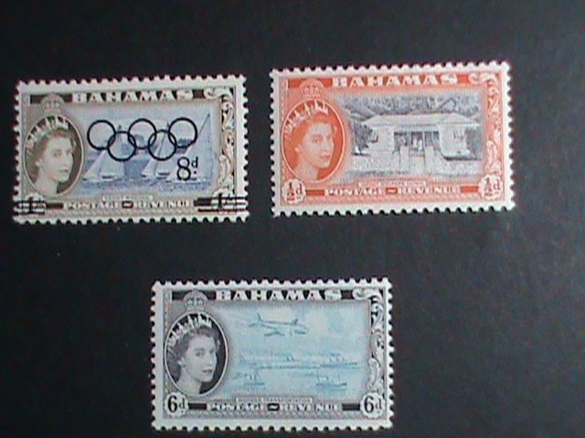 BAHAMAS STAMP-1954-  OLYMPIC GAMES- OVER PRINT-RARE-MNH STAMP SET VERY FINE