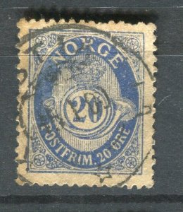 NORWAY; 1890s early classic 'ore' type used Shade of 20ore. + fair Postmark