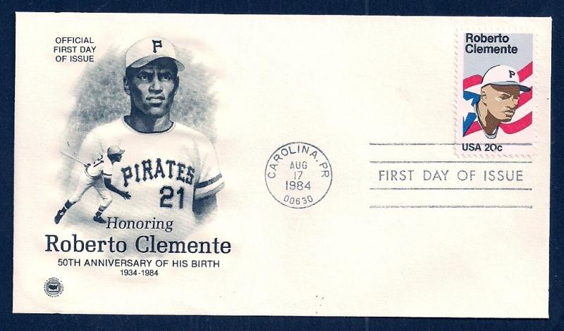 UNITED STATES FDC 20¢ Roberto Clemente 1984 Postal Society