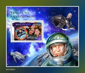 MALDIVES - 2019 - Tribute to Alexei Leonov - Perf Souv Sheet - MNH