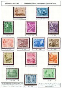 SG 372-386 North Borneo 1954-57 set of 15. 1c-$10. Lightly mounted mint CAT £90