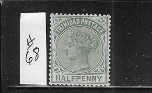 TRINIDAD SCOTT #68 1883-84 1/2P (GREEN) WMK 2 - MINT LIGHT HINGED