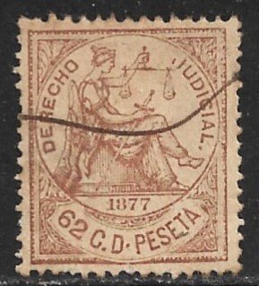 SPANISH ANTILLES CUBA PUERTO RICO 1877 62c Judicial Revenue AA123 VFU