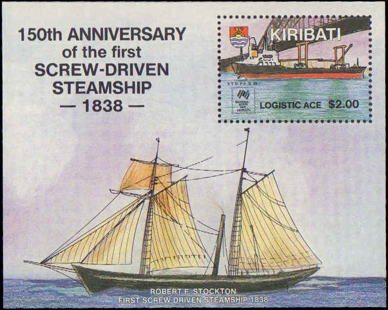 Kiribati #504-507a, 508, Complete Set(5), 1988, Ships, Stamp Show, Captain Co...