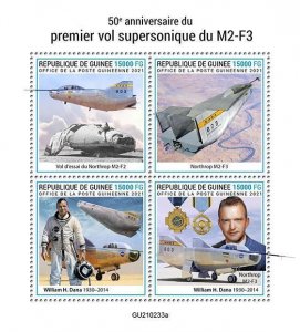 Guinea Aviation Stamps 2021 MNH Northrop M2-F3 1st Supersonic Flight 4v M/S