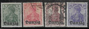 Danzig #1-4German Stamp Overprints,  (MH&U ) CV $1.40