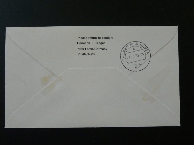 first flight cover 1973 Stuttgart Bremen Germany Boeing 737 Lufthansa 87795