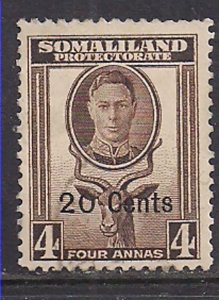 Somaliland 1951 KGV1 2ct Ovpt on 4a Sepia SG 128 Used ( C668 )