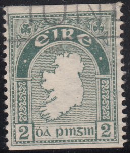 Ireland 1934 used Sc #92 2p green Map of Ireland coil