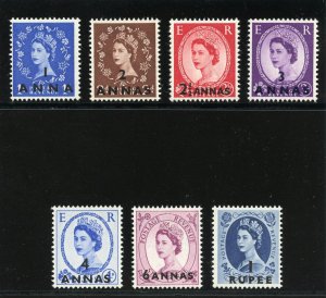 British PO in EA 1956 QEII complete set superb MNH. SG 58-64. Sc 56-62.