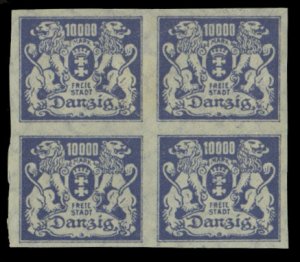 Danzig #148var (Mi.169FU) Cat€280+, 1923 10,000m without overprint, imperf....