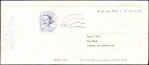 1993 SPOKANE WASHINGTON MAILER'S PERMIT POSTMARK ON GRACE KELLY