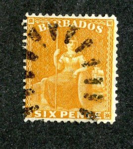1875 Barbados Sc.# 55 U cv $2.40  (15 BCXX )