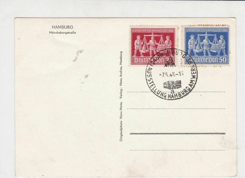 German  1948 Hamburg Photo and Cancel Two stamps stamps card ref R 16319