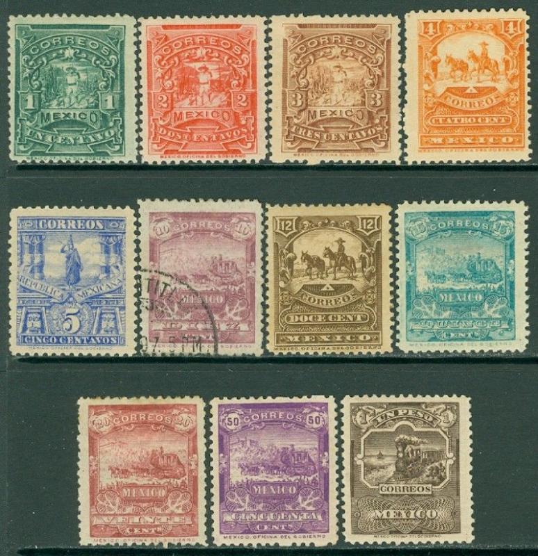 EDW1949SELL : MEXICO 1898 Sc #279-89 Very Fine, Mint OG. #284 VF, Used. Cat $837