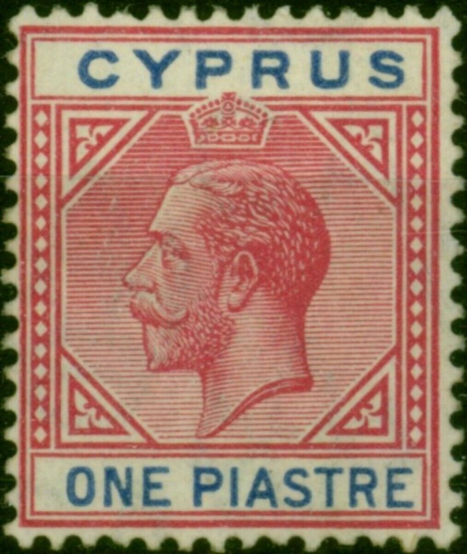 Cyprus 1912 1pi Rose-Red & Blue SG77 Fine MM