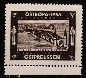 1935 GERMANY OSTROPA PRUSSIA EXPO STAMP MLH  VINEGRETTE DONATION STAMP