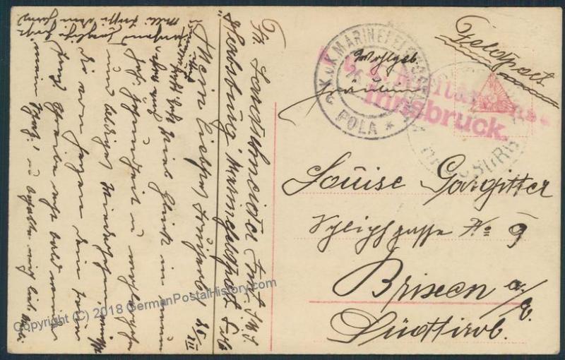 Austria WWI SMS Habsburg Kriegsmarine Military Mail Used Feldpost RPPC 51339