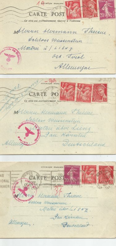 France: 6 postcards with German Censor marks