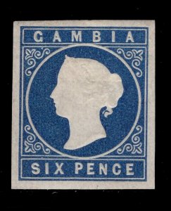 MOMEN: GAMBIA SG # 8 BLUE 1874 CROWN CC MINT OG H £350 LOT #68794*