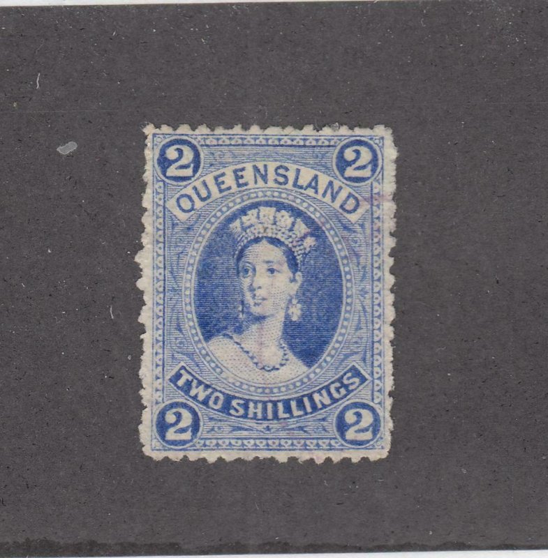 QUEENSLAND # 76 Q/VICTORIA 2sh SIDEWAYS WATERMARK CAT VALUE $67+