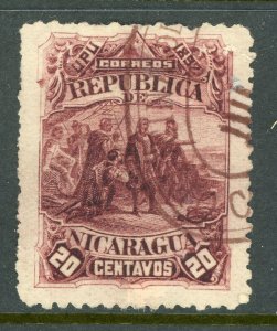 Nicaragua 1891 Seebeck 20¢ Columbus Scott #44 VFU Z355 ⭐