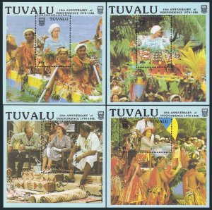 Tuvalu 507a-510a, MNH. Mi Bl.34-37. National Independence,10,1988. Elizabeth II.