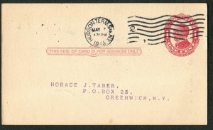 1913 US Postal Card McKinley 1c Red Hudson Terminal NY Greene Cananea Copper Min