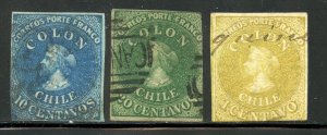 Chile # 11-13 Used. Pen Cancel