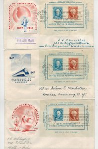 1947 CIPEX EXHIBITION #948 SET OF 3 DIFFERENT FARNAM SOUVENIR SHEET FDCs