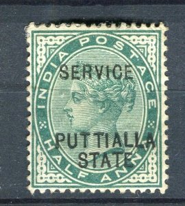 INDIA; PATTIALLA 1885 classic QV SERVICE Optd. issue Mint Shade of 1/2a. value