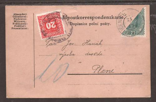 Austria Sc 169 Bisect on 1919 Postage Due Post Card