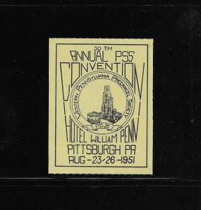 Precancel Stamp Society (PSS) Convention Seal/Label; 1951, Black on Yellow, MNH