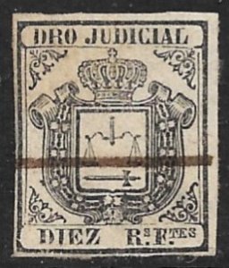 SPANISH COLONIES CUBA PHILIPPINES PUERTO RICO 1856-64 10r Judicial Revenue USED