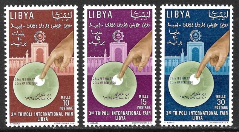 LIBYA 1964 3rd TRIPOLI FAIR Set Scott Nos. 240-242 MNH