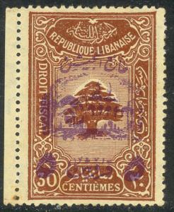 LEBANON 1945 5pi on 30c LEBANESE ARMY FUND Postal Tax Stamp Sc RA1 MLH