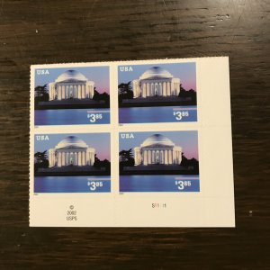 US SCOTT 3647A PB MNH - $3.85  Franklin Memorial (P# S11111) (2) - Superb