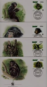 Zaire 1466 FDC WWF-97/Monkeys