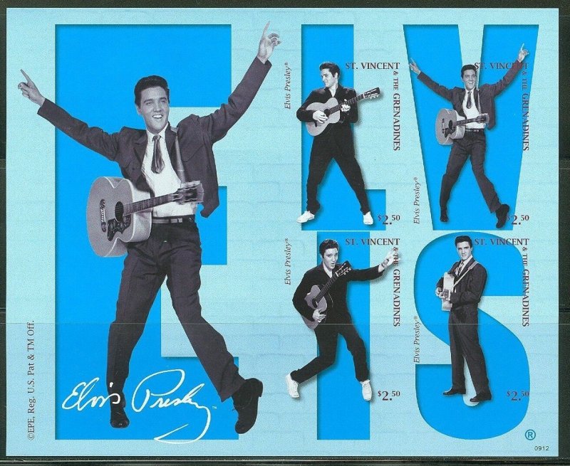 ST. VINCENT GRENADINES   ELVIS PESLEY   SHEET  SC#3670  IMPERFORATE MINT NH