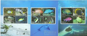 PENHRYN  2013  FISH  DEFINITIVE SET OF THREE SHEETLETS  MINT NEVER HINGED