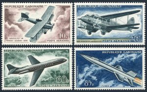 Gabon C7-C10,MNH.Michel 175-178. Breguet 14,Dragon biplane,Caravelle jet,Rocket,