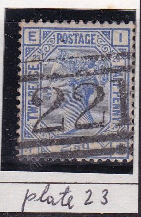 Great Britain 1880  QV 2 1/24d ultra Plate 23  F/VF/used