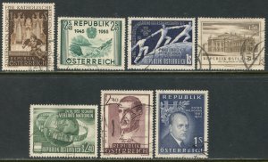 AUSTRIA Sc#596//616 1954-57 Seven Different Commems Used